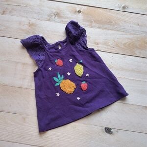 Falls Creek Purple Top with Fruit Design Girls Toddler Size 2T